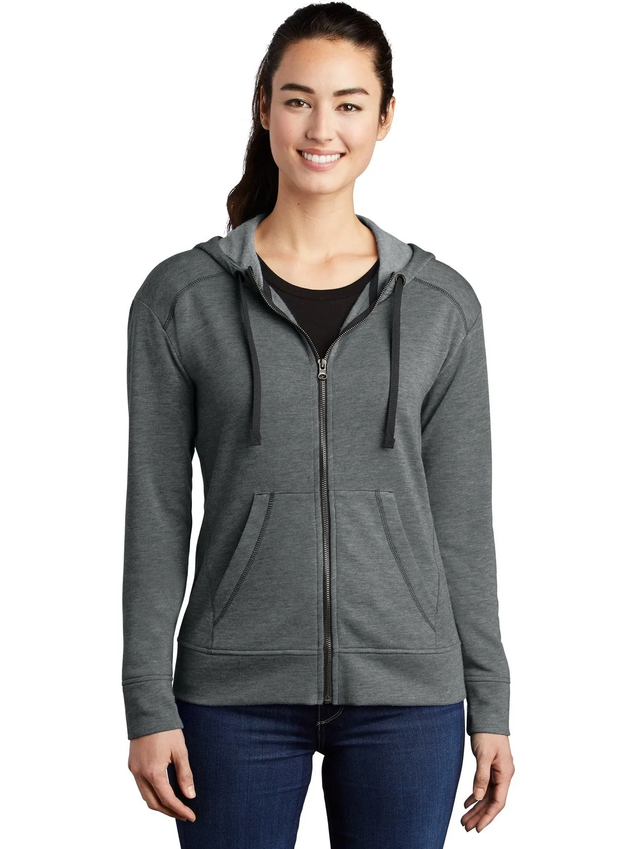 Sport-Tek Ladies Posicharge Tri-Blend Wicking Fleece Full-Zip Hooded Jacket