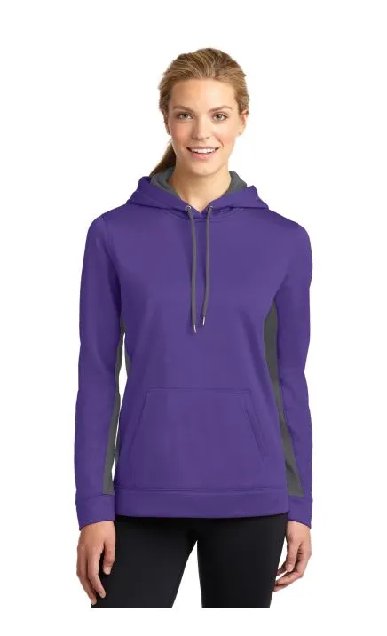 Sport-Tek LST235 Ladies Sport-Wick Fleece Colorblock Hooded Pullover