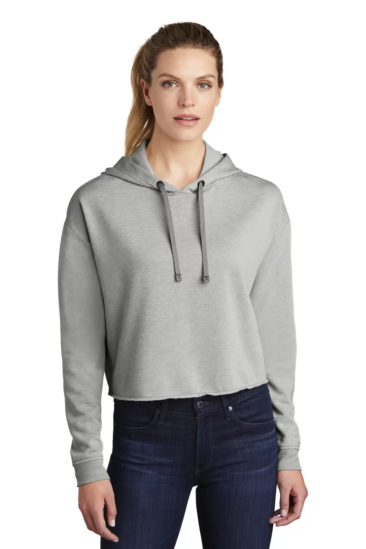 Sport Tek LST298 Sport-Tek    Ladies PosiCharge    Tri-Blend Wicking Fleece Crop Hooded Pullover SKU: LST298