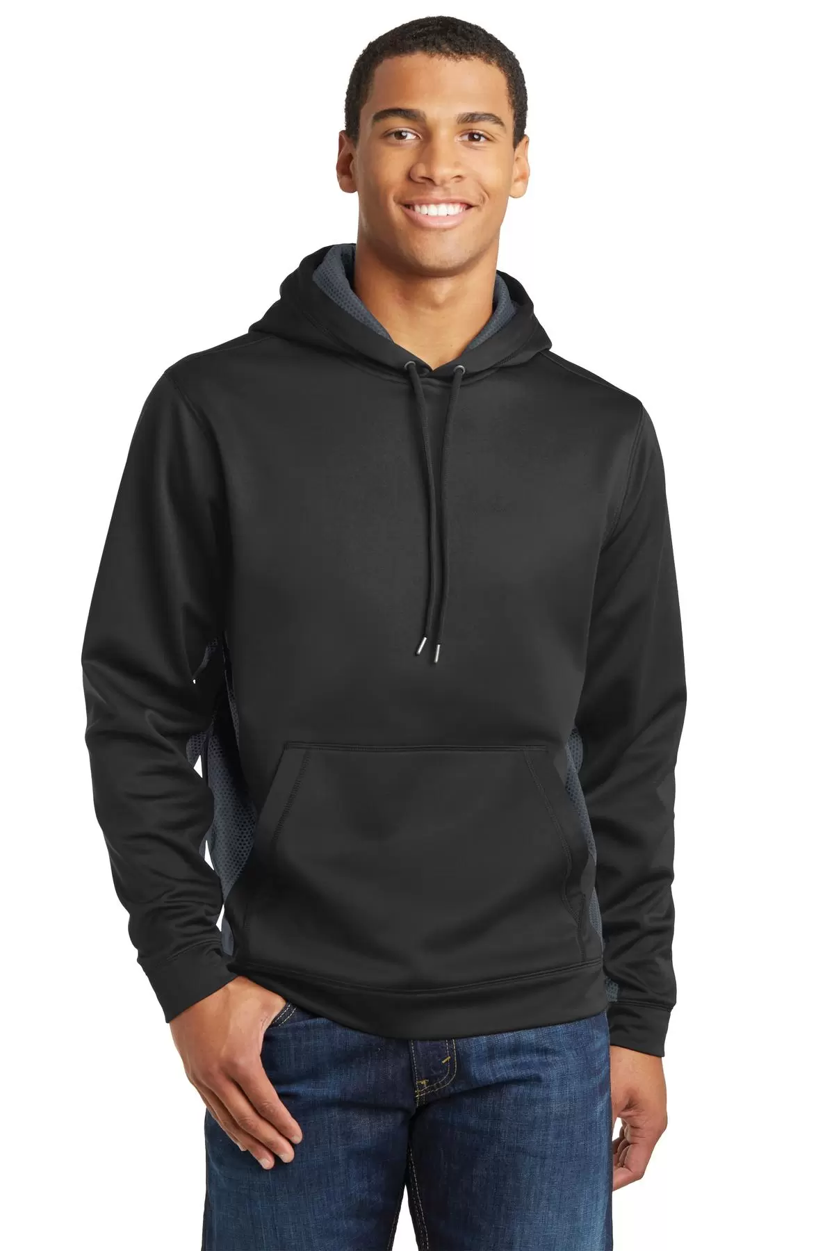 Sport Tek ST239 Sport-Tek Sport-Wick CamoHex Fleece Colorblock Hooded Pullover SKU: ST239