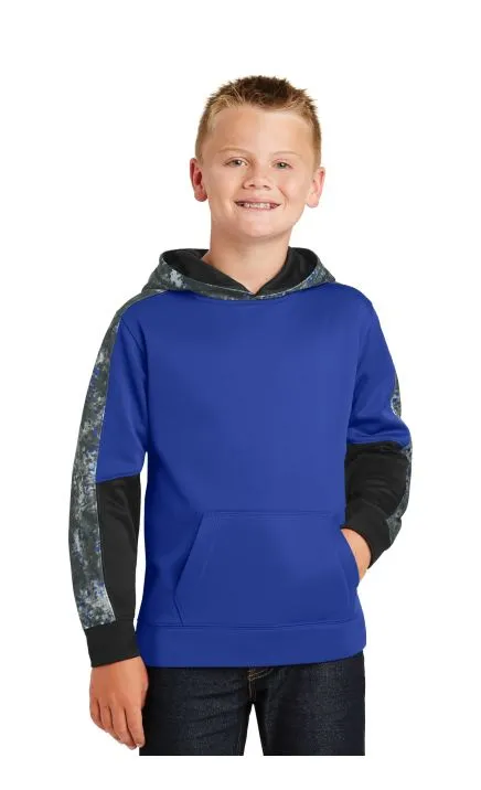 Sport-Tek YST231 Youth Sport-Wick Mineral Freeze Fleece Colorblock Hooded Pullover