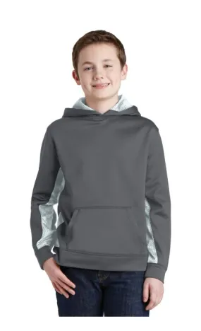 Sport-Tek YST239 Youth Sport-Wick CamoHex Fleece Colorblock Hooded Pullover