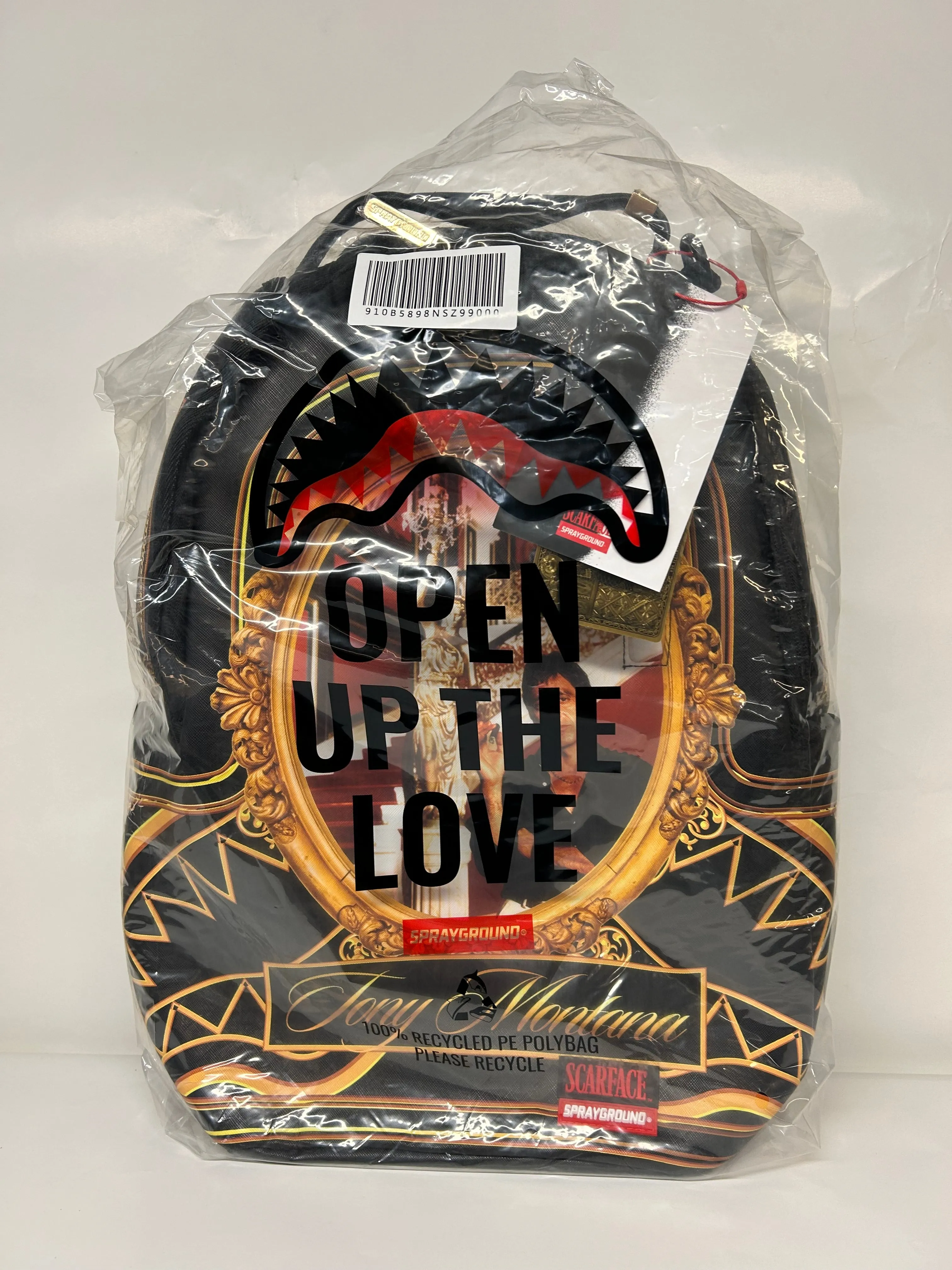 Sprayground Scarface Stairs Backpack DLXV Gold Frame Limited Edition