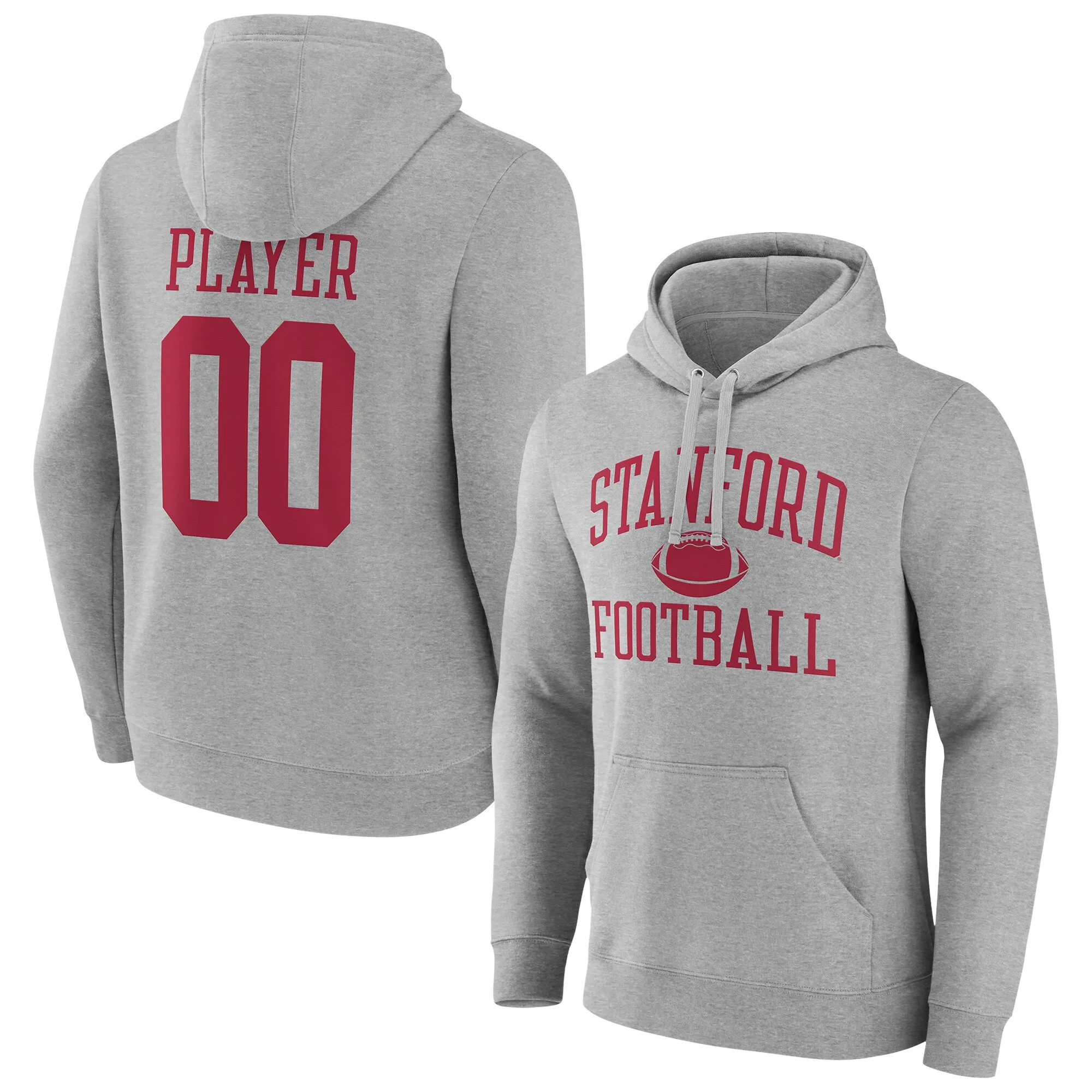 Stanford Cardinal Gray Football Pick-A-Player NIL Gameday Tradition Pullover Hoodie