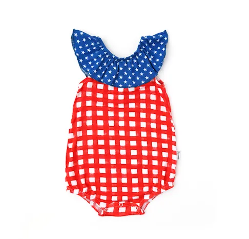 Stars & Gingham Bubble Romper