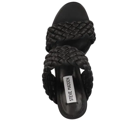 STEVE MADDEN Mules de mujer de tacón con tiras trenzadas SM11001435-02002-001 Negro