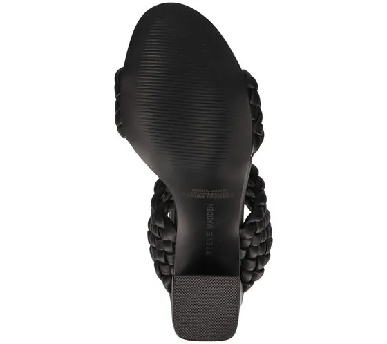 STEVE MADDEN Mules de mujer de tacón con tiras trenzadas SM11001435-02002-001 Negro