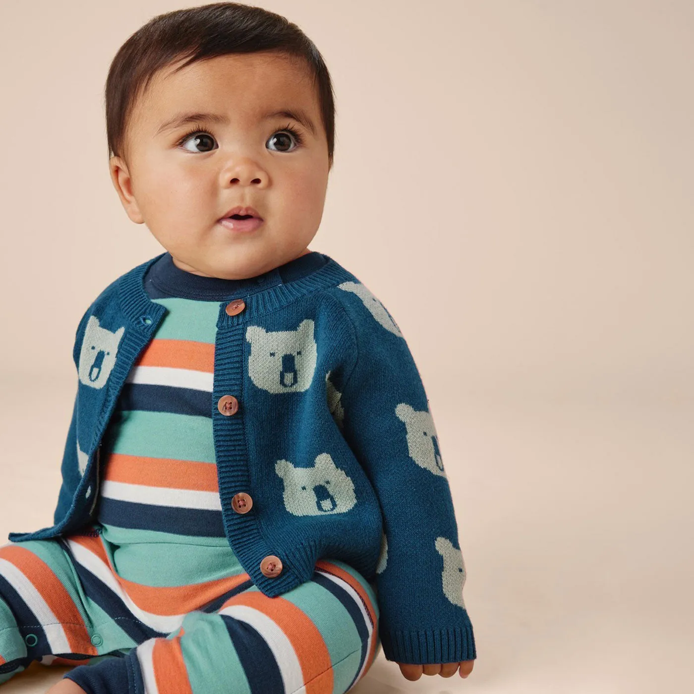 Striped Raglan Romper - Seaspray