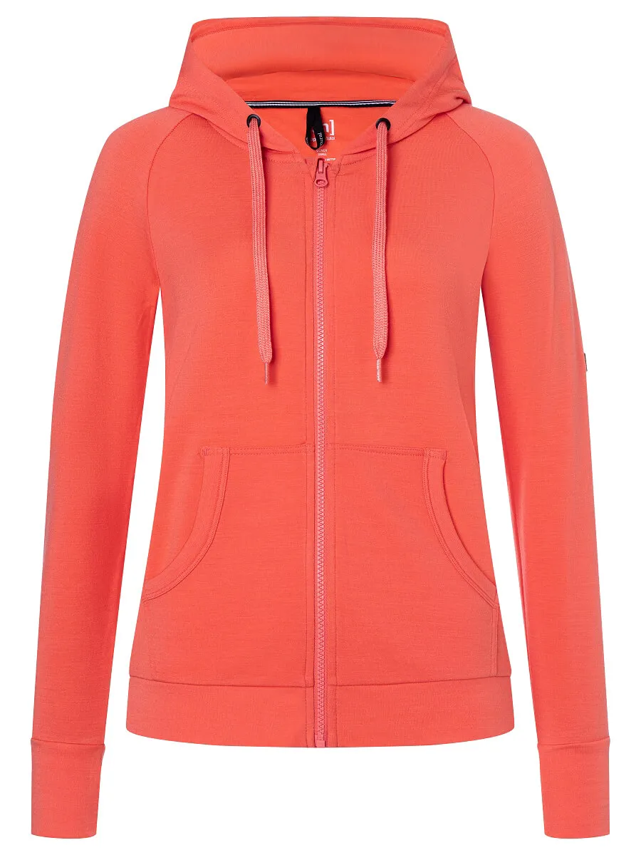 super.natural Women's Essential Zip Hoodie Living Coral | Buy super.natural Women's Essential Zip Hoodie Living Coral 