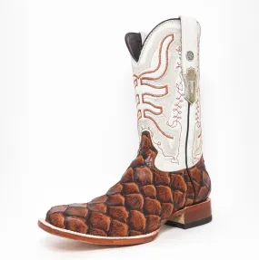 Tanner Mark Cognac Fish Print Men's Boot