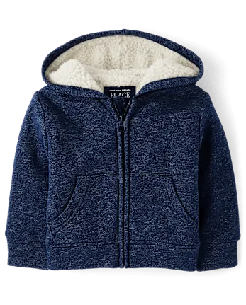 The Children's Place Baby And Toddler Boys Fleece Sherpa Lined Zip Up Hoodie