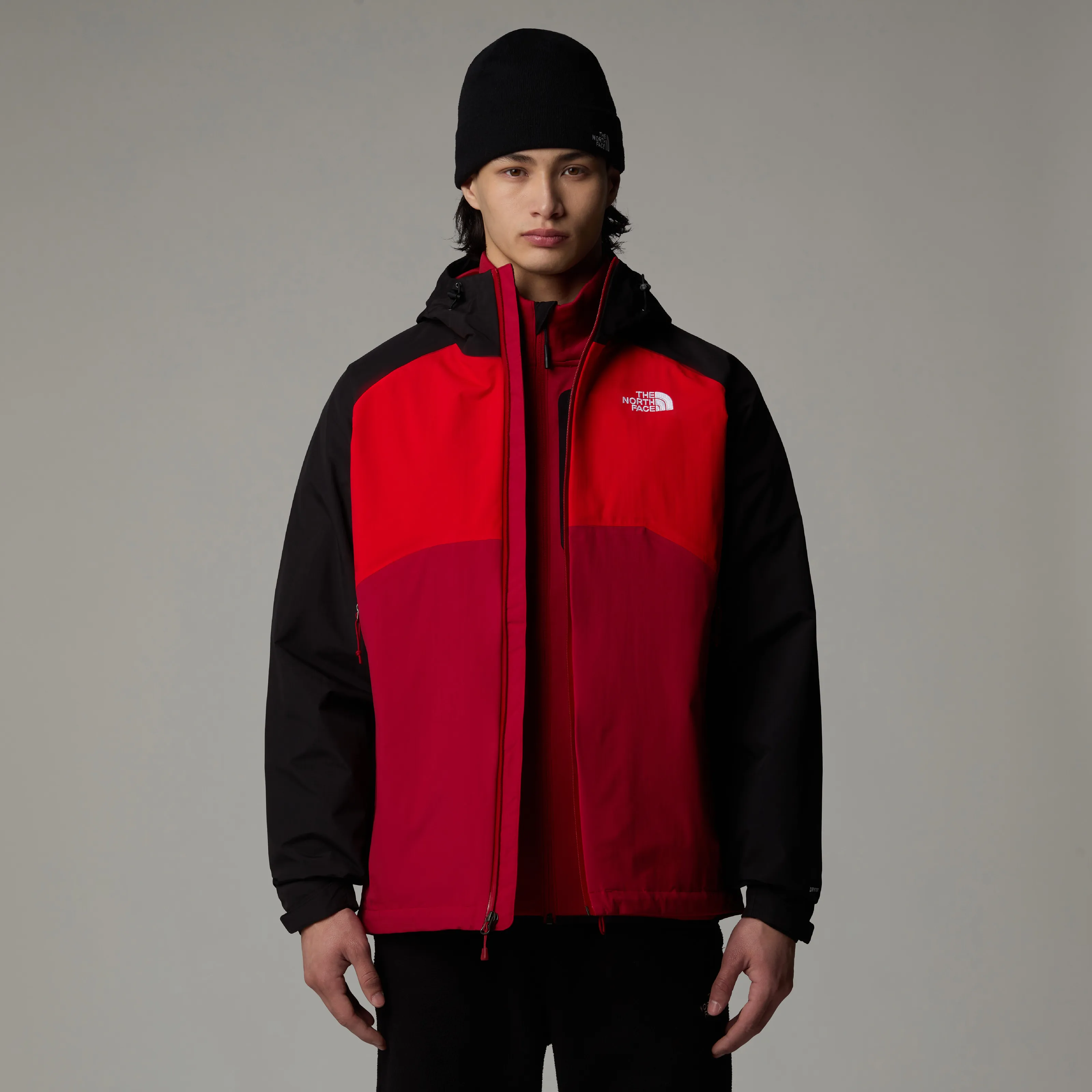 The North Face Men's Stratos Hooded Jacket Garnet Red/High Risk Red/TNF Black | Buy The North Face Men's Stratos Hoode