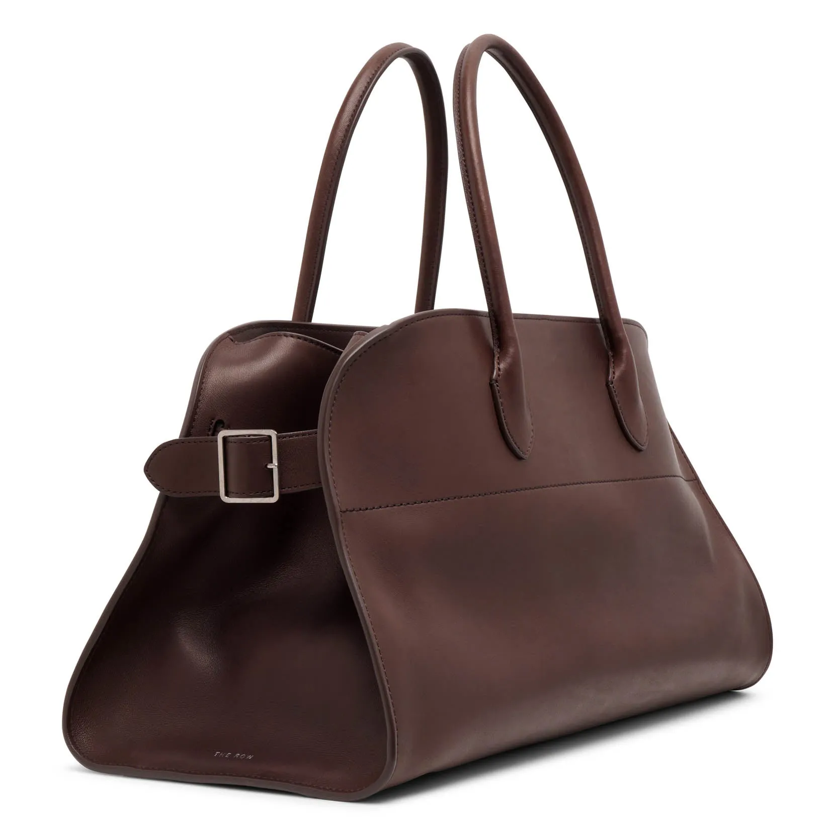 The Row EW Margaux dark brown leather bag