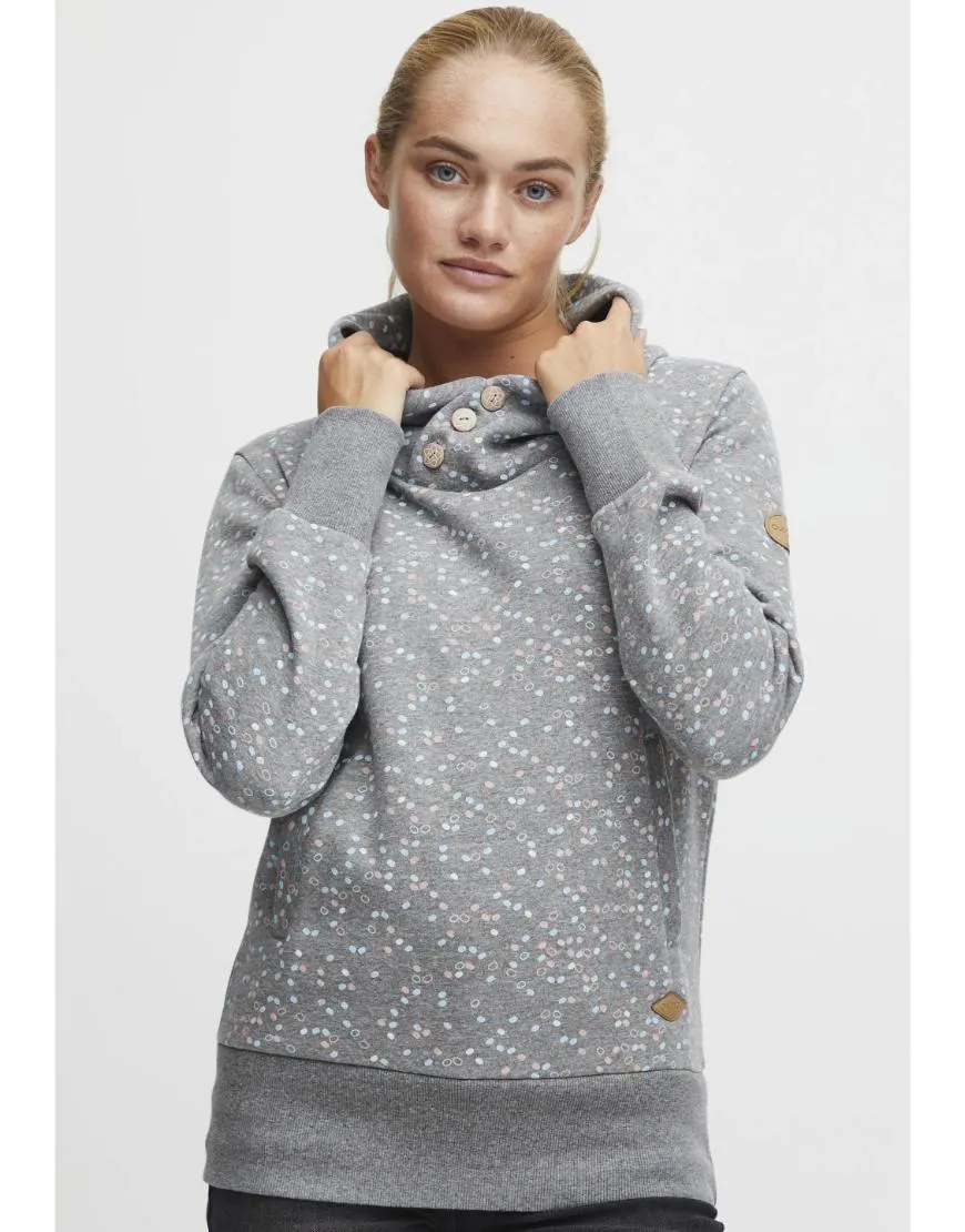 Thick Fleece Dot Pattern Hoodie-Grey