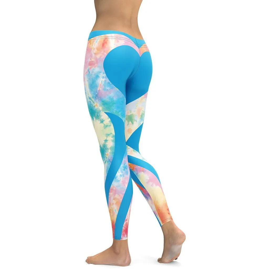 Tie Dye Heart Shaped Leggings