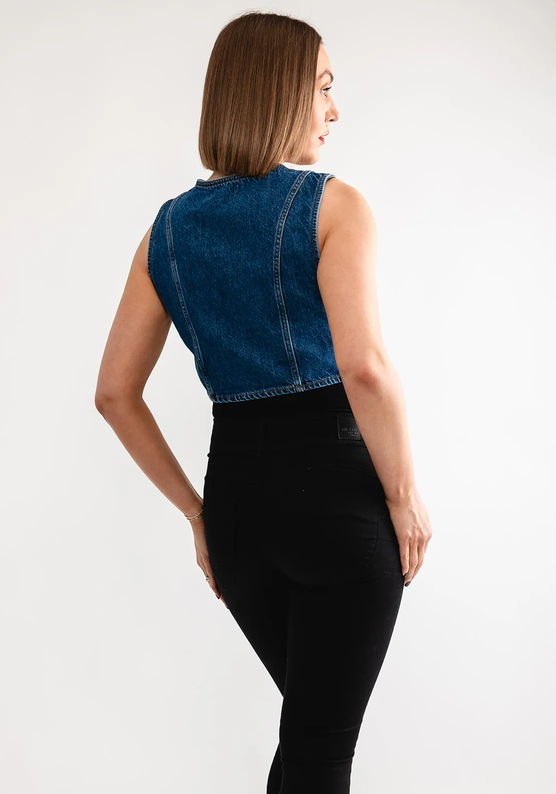 Tiffosi Amber Embellished Denim Waistcoat, Blue