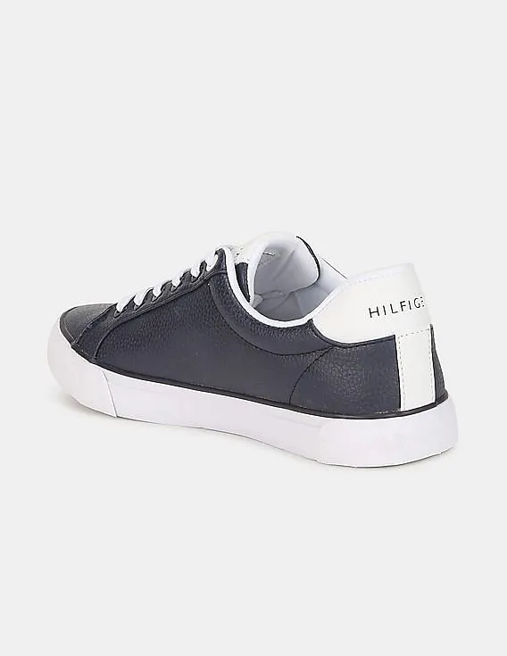 Tommy Hilfiger Men Blue Low Top Textured Lace Up Sneakers