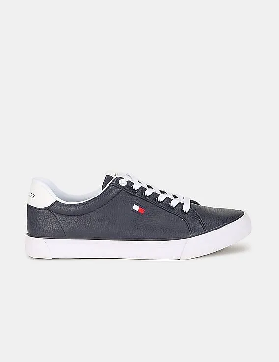 Tommy Hilfiger Men Blue Low Top Textured Lace Up Sneakers