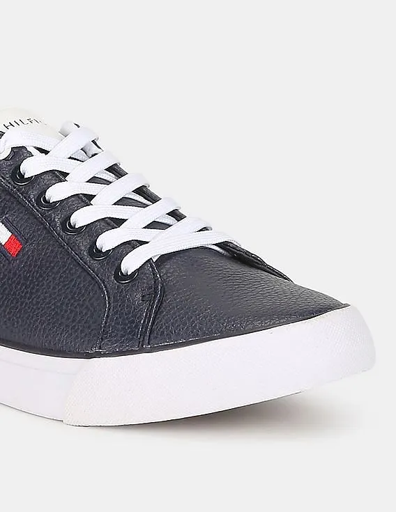 Tommy Hilfiger Men Blue Low Top Textured Lace Up Sneakers