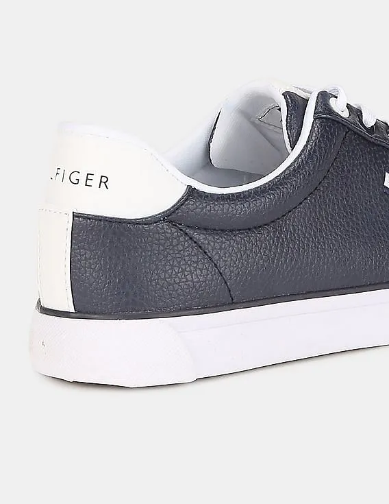 Tommy Hilfiger Men Blue Low Top Textured Lace Up Sneakers