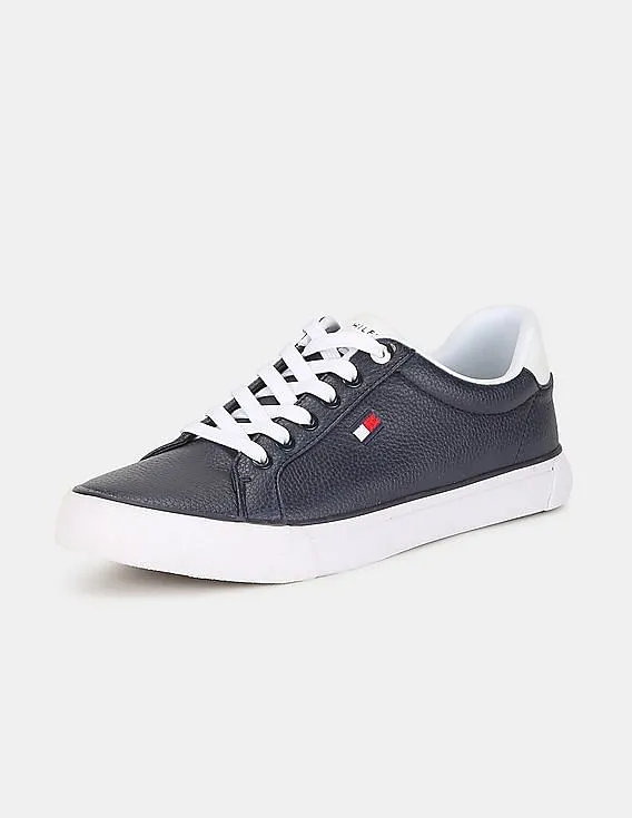 Tommy Hilfiger Men Blue Low Top Textured Lace Up Sneakers