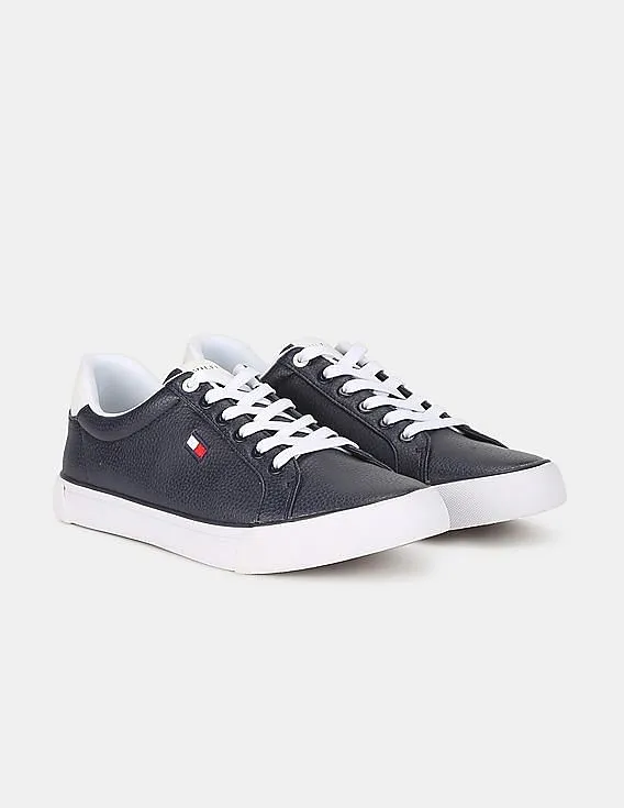 Tommy Hilfiger Men Blue Low Top Textured Lace Up Sneakers