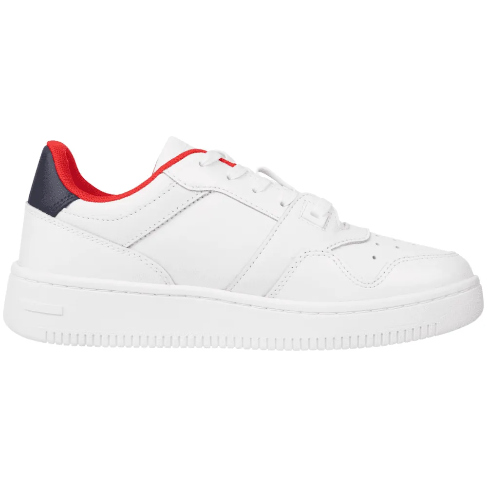 Tommy Hilfiger Retro Glossy Patent Basketball Trainers in White Mix