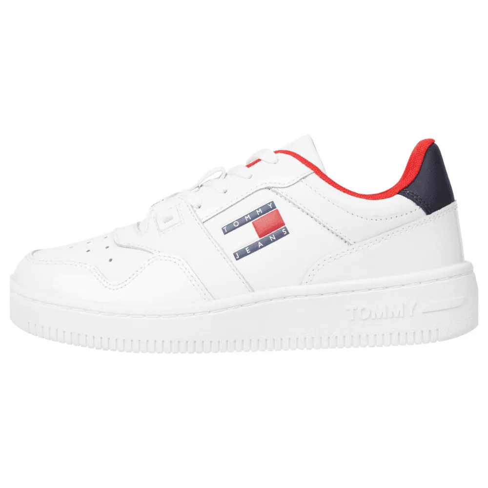 Tommy Hilfiger Retro Glossy Patent Basketball Trainers in White Mix