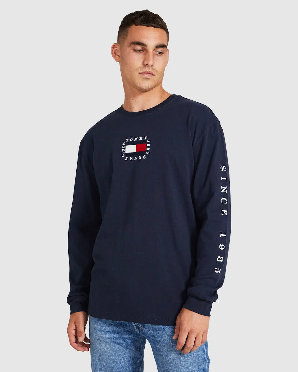 Tommy Jeans TJM Long Sleeve Box Flag T-Shirt Twilight Navy