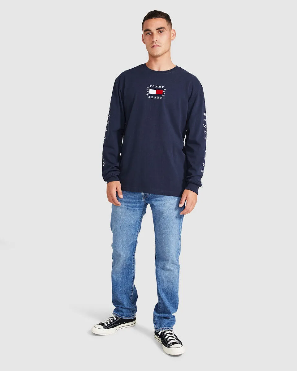 Tommy Jeans TJM Long Sleeve Box Flag T-Shirt Twilight Navy