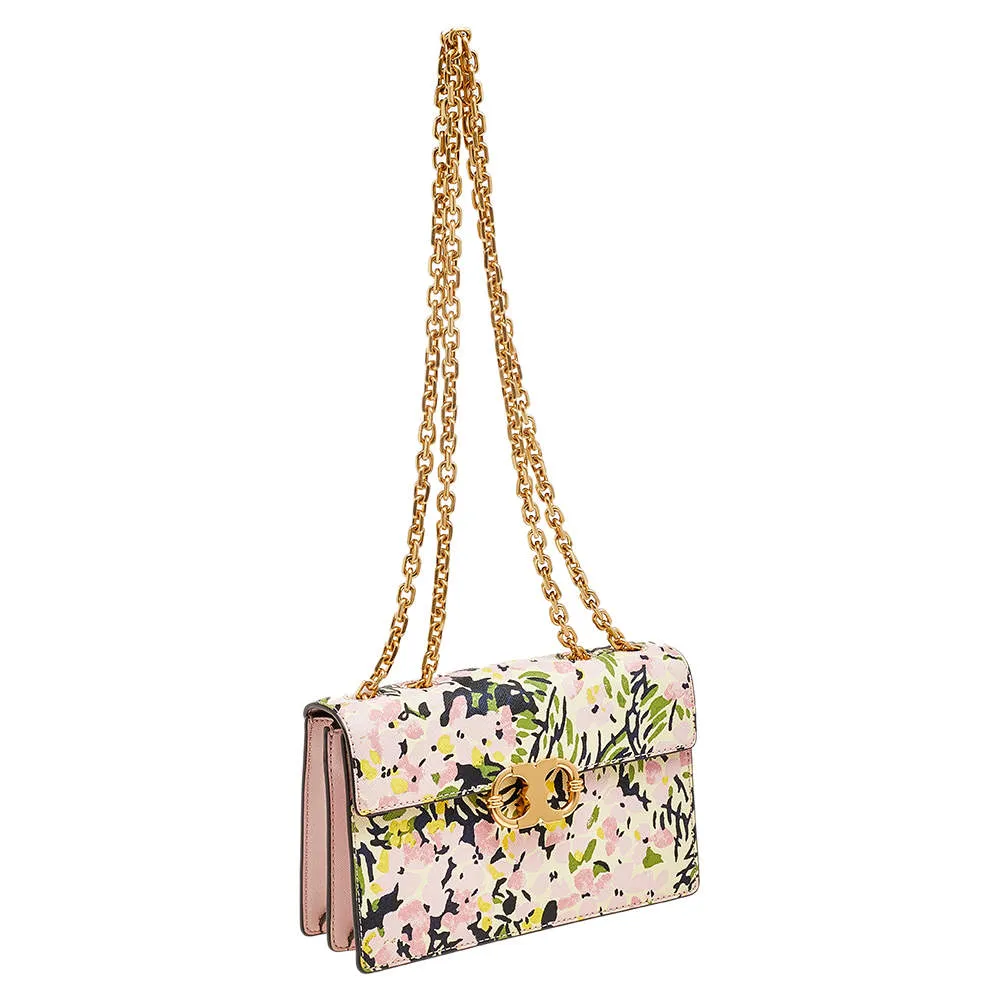 TORY BURCH FLORAL PRINT LEATHER GEMINI BAG