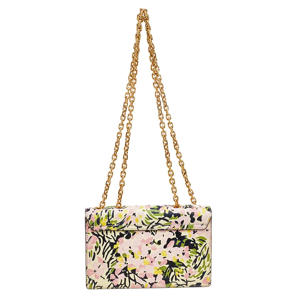 TORY BURCH FLORAL PRINT LEATHER GEMINI BAG