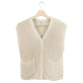 Toteme Beige Linen Cotton Knit Vest - S