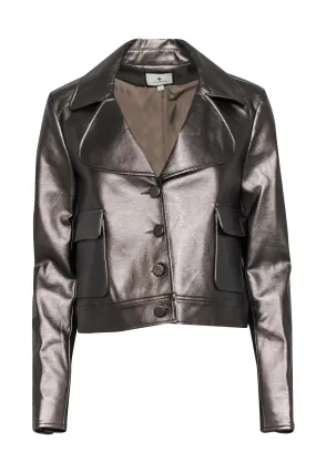 Tuckernuck - Bronze Metallic Cropped Faux Leather Jacket Sz S