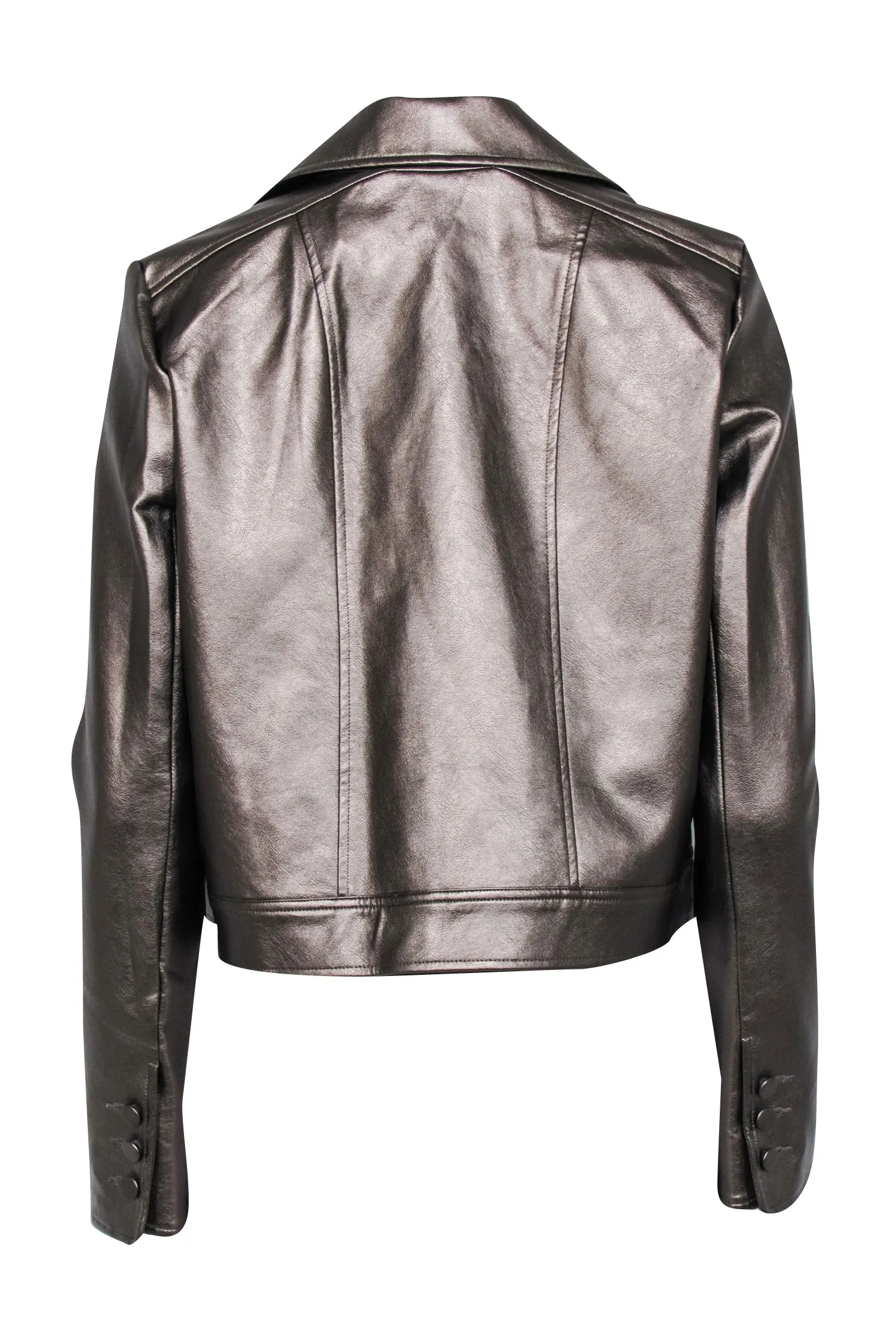 Tuckernuck - Bronze Metallic Cropped Faux Leather Jacket Sz S