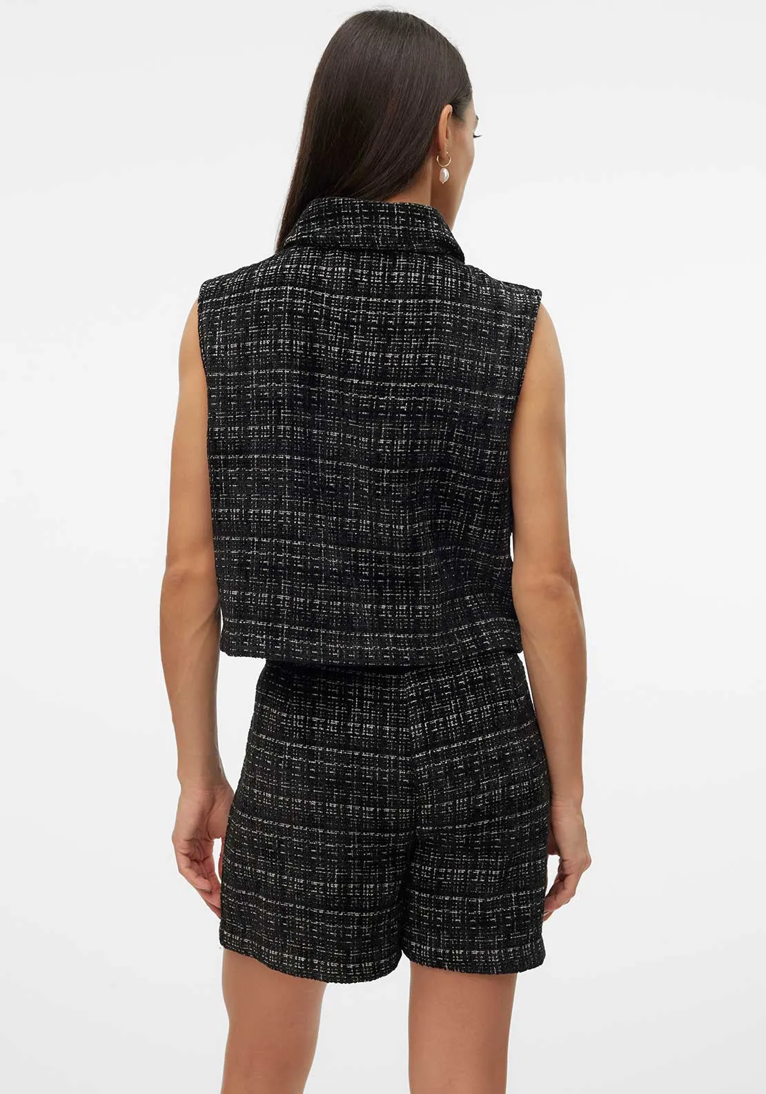 Vero Moda Clever Patterned Waistcoat, Black