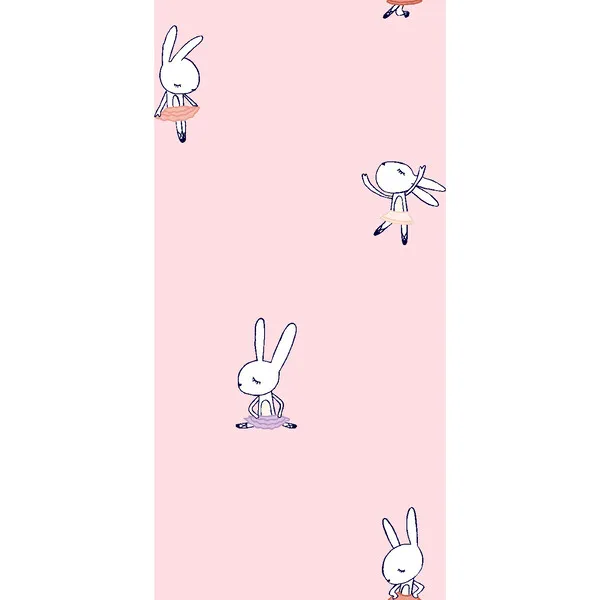 WallShoppe Tea Collection Ballet Bunnies Traditional Wallpaper, Ballet Slipper