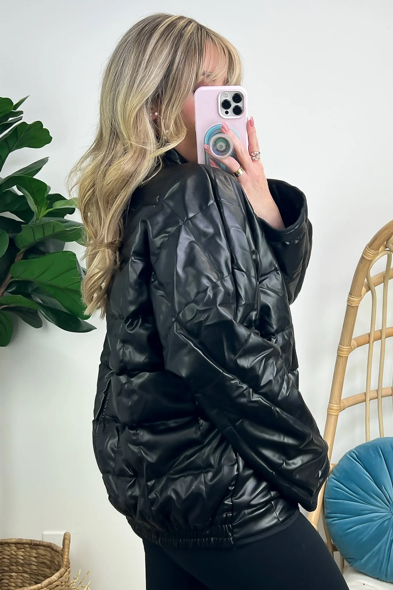 Winter's Edge Faux Leather Puffer Jacket