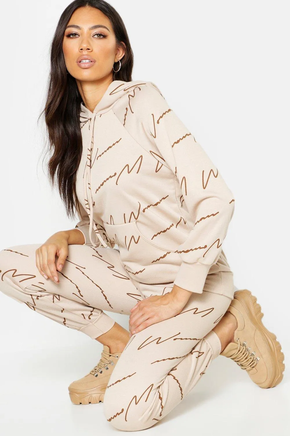 Woman Script All Over Print Joggers