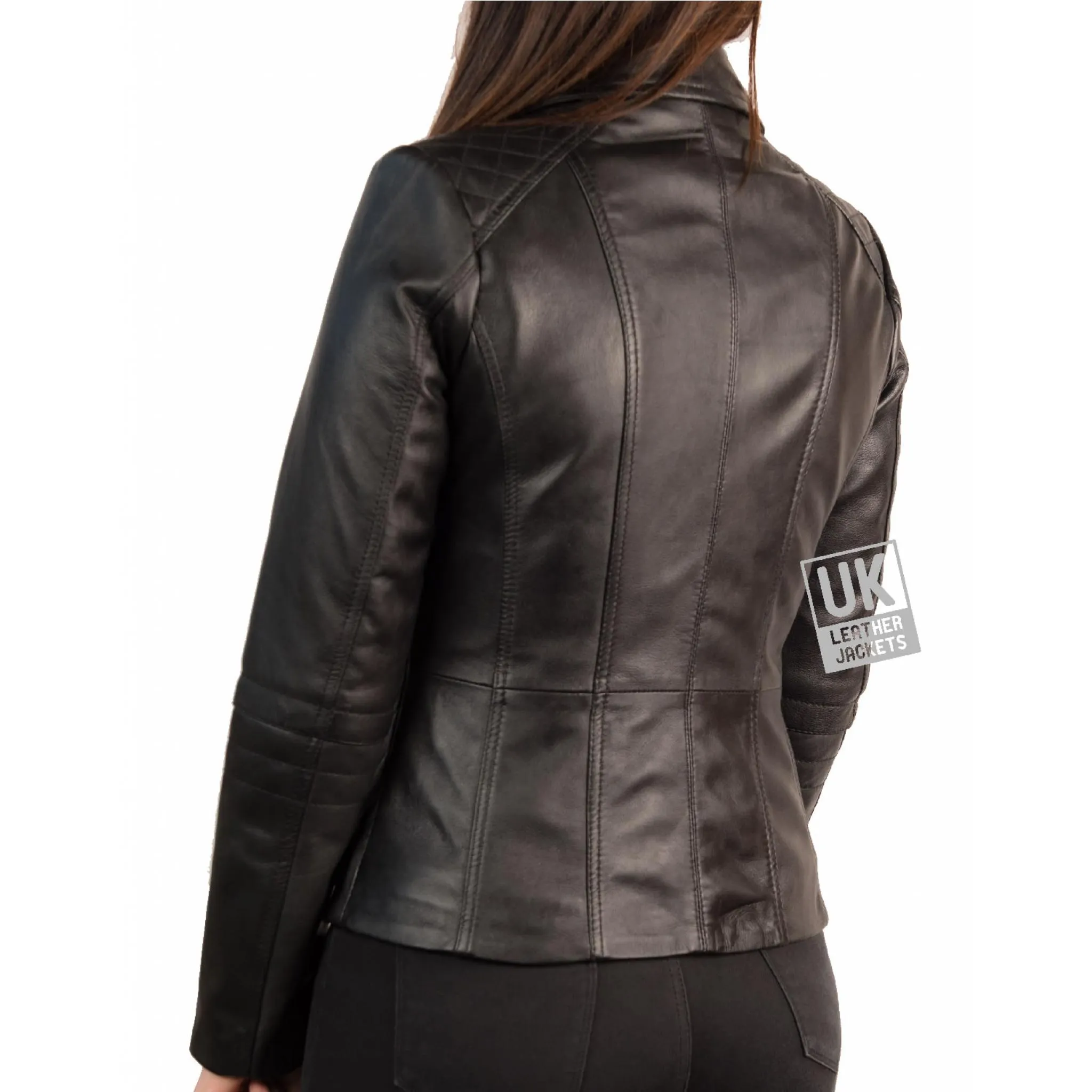 Women's Black Leather Jacket - Delta | Free UK Delivery