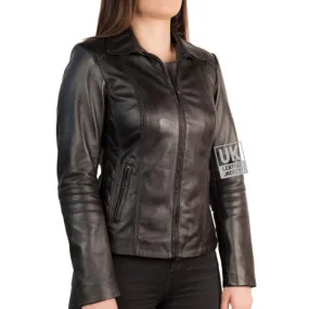 Women's Black Leather Jacket - Delta | Free UK Delivery