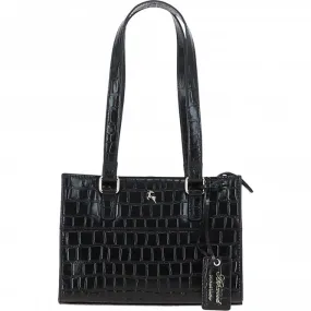 Women's Leather Shoulder Handbag Black/croc: 63788 Croc