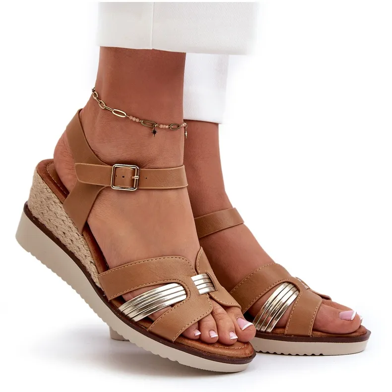 Women's Wedge Sandals With Braided Brown Starlenna