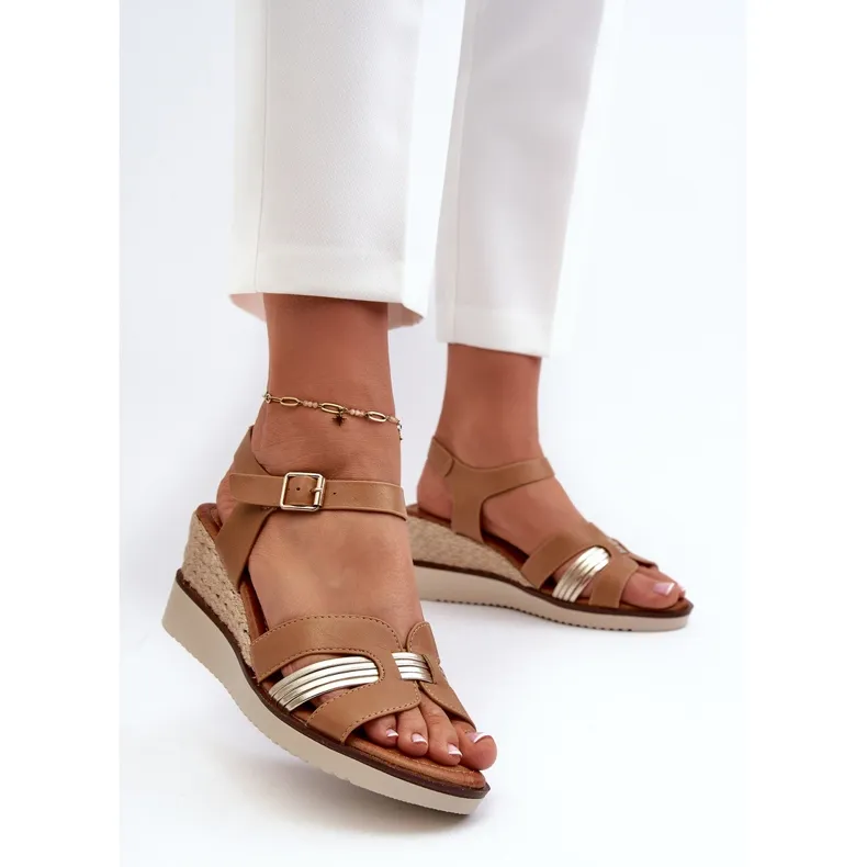 Women's Wedge Sandals With Braided Brown Starlenna