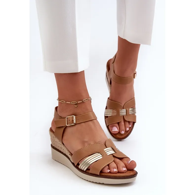 Women's Wedge Sandals With Braided Brown Starlenna