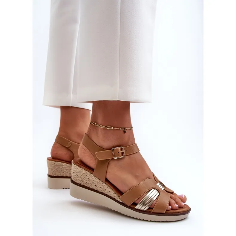 Women's Wedge Sandals With Braided Brown Starlenna