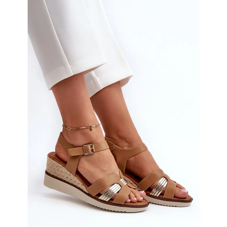 Women's Wedge Sandals With Braided Brown Starlenna