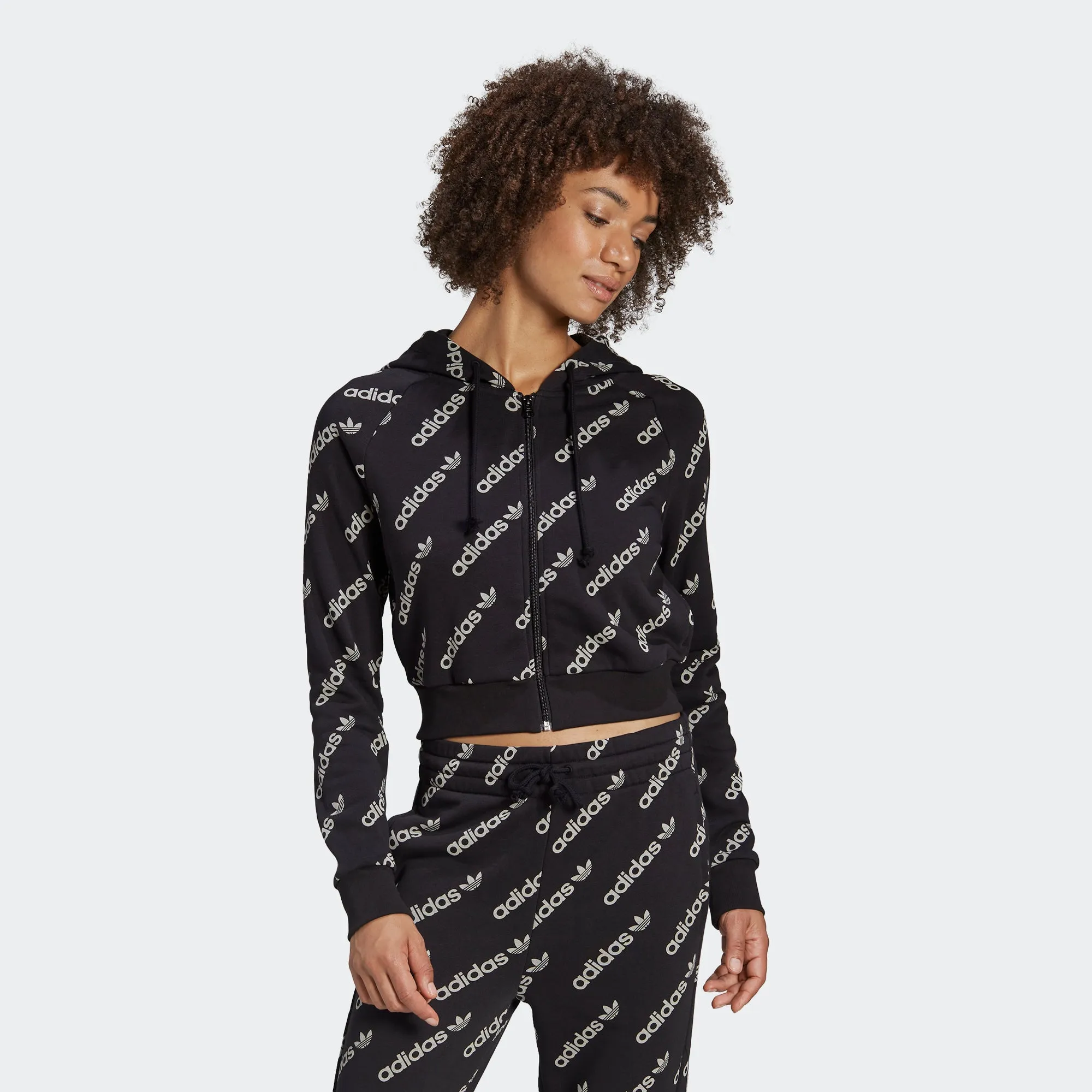 Women's adidas Originals Cropped Monogram Jacket Black