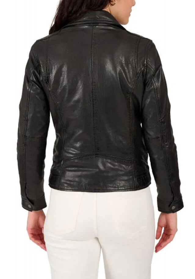 Women's black leather jacket in Oakwood biker style \64775\