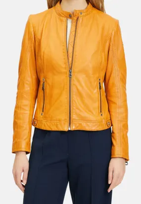 Women's curry leather jacket in motorcycle style joanne